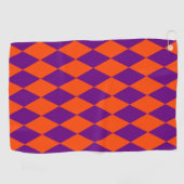 Orange and Purple Harlequin Checkered Design  ゴルフタオル (横)