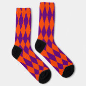 Orange and Purple Harlequin Checkered Design  ソックス (右)