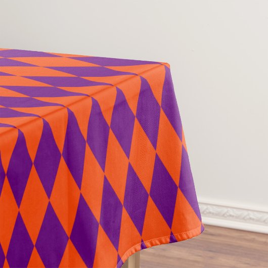Orange and Purple Harlequin Checkered Design  テーブルクロス