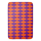 Orange and Purple Harlequin Checkered Design  バスマット (正面縦)
