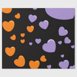 orange and purple heart pattern ラッピングペーパー