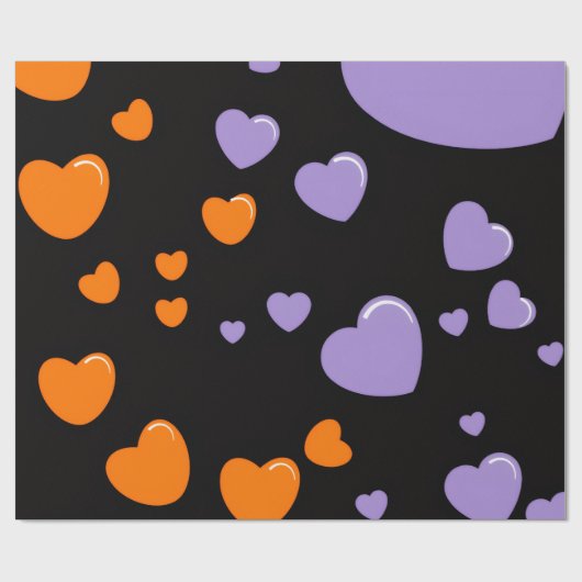 orange and purple heart pattern ラッピングペーパー (フラット)