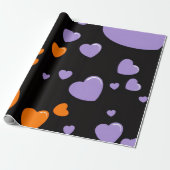 orange and purple heart pattern ラッピングペーパー (アンロールド)