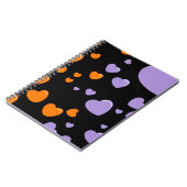 orange and purple hearts polka dots ノートブック (左側)