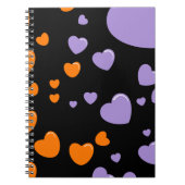 orange and purple hearts polka dots ノートブック (正面)