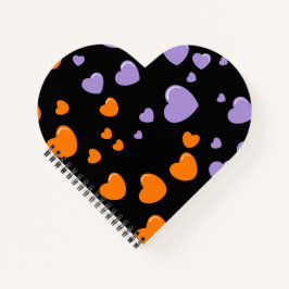 orange and purple hearts polka dots ノートブック