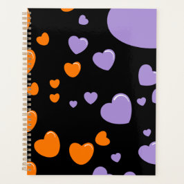 orange and purple hearts polka dots プランナー手帳