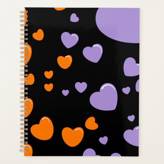 orange and purple hearts polka dots プランナー手帳 (正面)