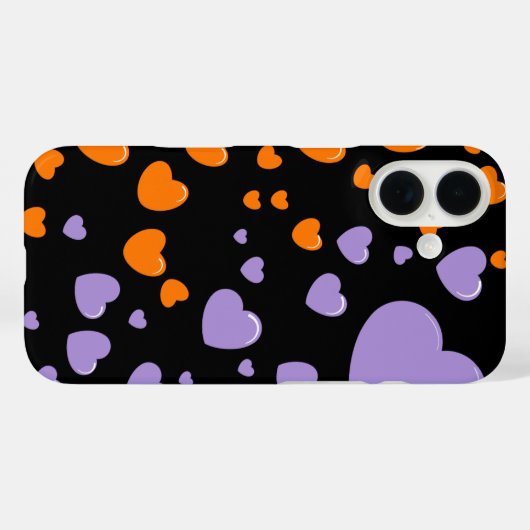 orange and purple hearts polka dots Case-Mate iPhoneケース (裏面 (横))