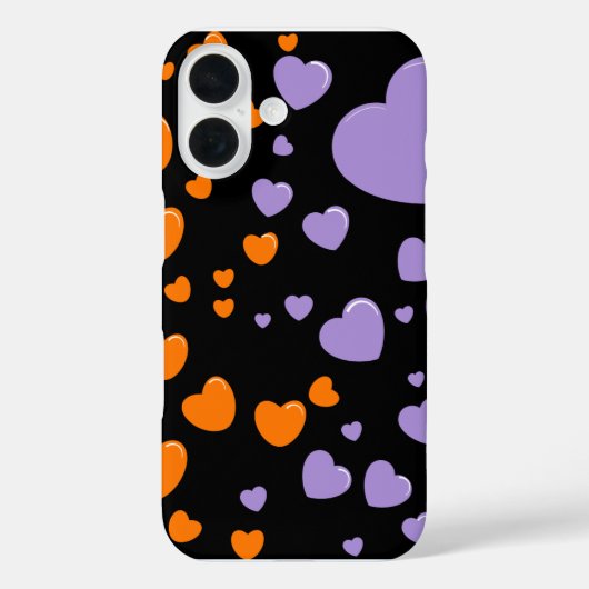 orange and purple hearts polka dots Case-Mate iPhoneケース (裏面)