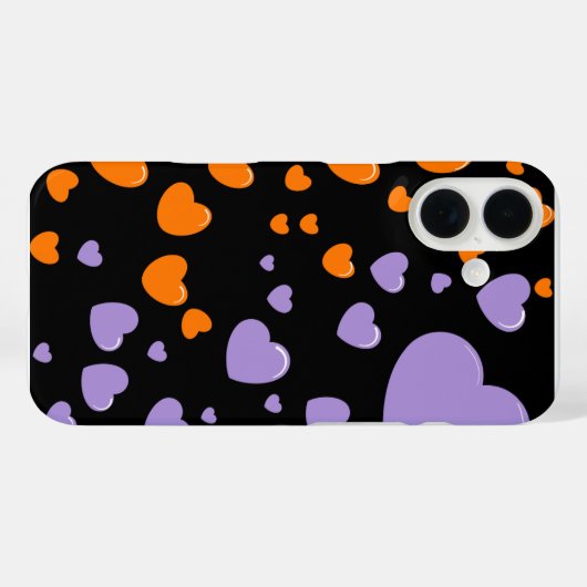 orange and purple hearts polka dots Case-Mate iPhoneケース (裏面 (横))