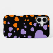 orange and purple hearts polka dots iPhone 16ケース (裏面横)