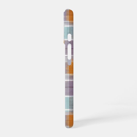 Orange and Purple Plaid Pattern Monogram iPhone 16ケース (左側面)