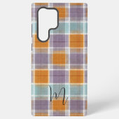 Orange and Purple Plaid Pattern Monogram Samsung Galaxyケース (裏面)