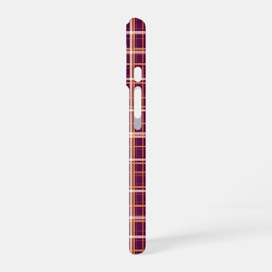 Orange and Purple Tartan Plaid Pattern iPhone 16ケース (左側面)