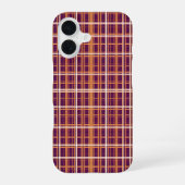 Orange and Purple Tartan Plaid Pattern iPhone 16ケース (裏面)