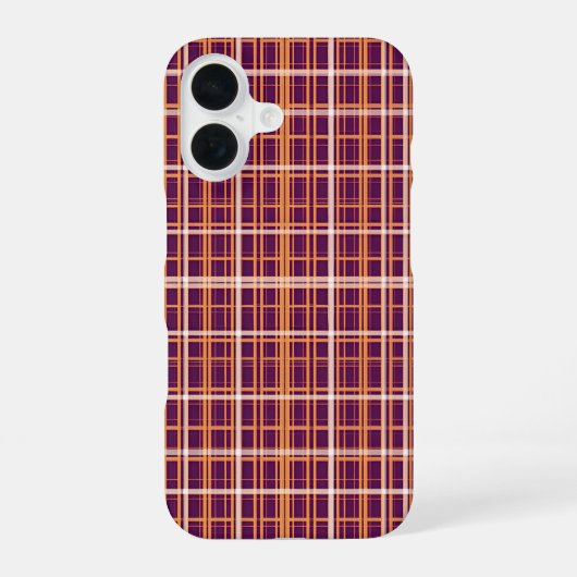 Orange and Purple Tartan Plaid Pattern iPhone 16ケース (裏面)