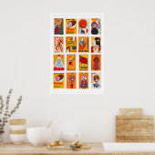 Orange and Red Matchbox Label Collage, warm ポスター (キッチン)