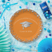 Orange and Silver Graduation ペーパープレート (パーティー)