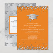 Orange and Silver Graduation 招待状 (正面/裏面)
