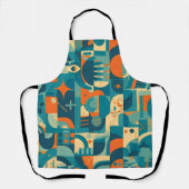Orange and Teal Geometric Abstract エプロン (正面)