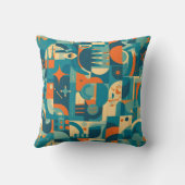 Orange and Teal Geometric Abstract クッション (裏面)