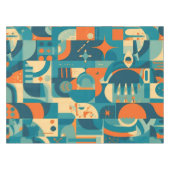 Orange and Teal Geometric Abstract テーブルクロス (正面(横))