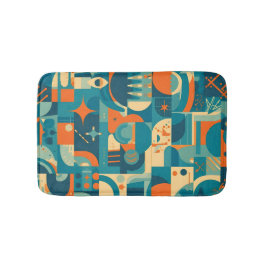 Orange and Teal Geometric Abstract バスマット