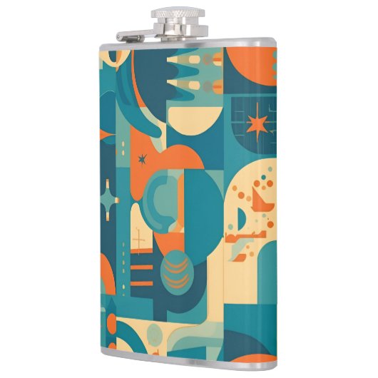 Orange and Teal Geometric Abstract フラスク (左)