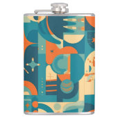 Orange and Teal Geometric Abstract フラスク (正面)