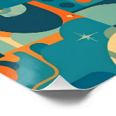 Orange and Teal Geometric Abstract ポスター (コーナー)