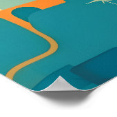 Orange and Teal Geometric Abstract ポスター (角)