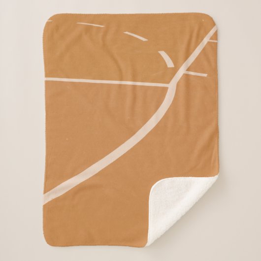 Orange and white basketball court lines シェルパブランケット (正面)