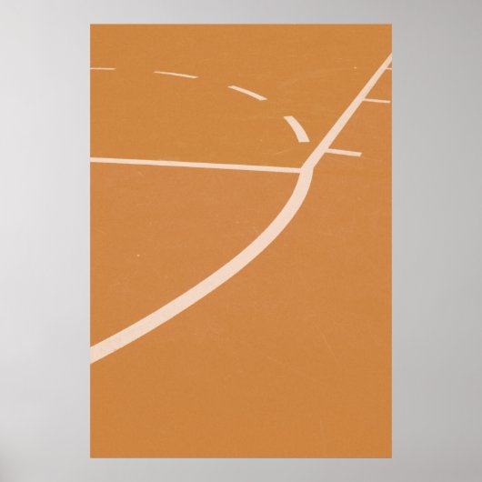 Orange and white basketball court lines ポスター (正面)