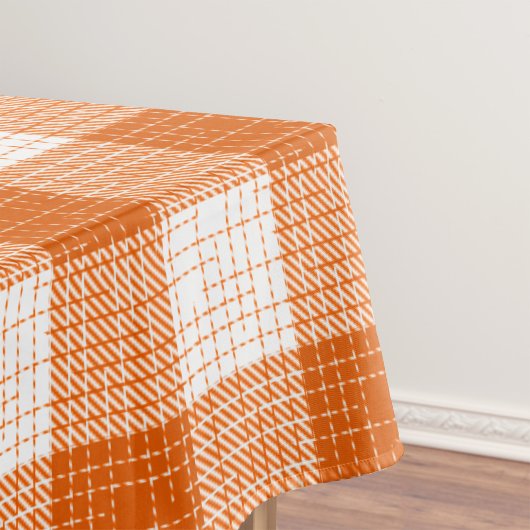Orange and White Bold Checkered Plaid Design  テーブルクロス