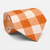 Orange and White Bold Checkered Plaid Design  ネクタイ