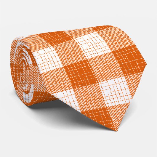 Orange and White Bold Checkered Plaid Design  ネクタイ