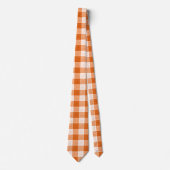 Orange and White Bold Checkered Plaid Design  ネクタイ (正面)
