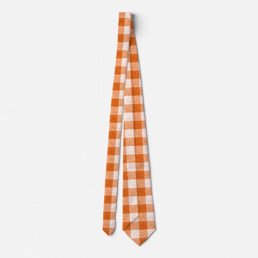 Orange and White Bold Checkered Plaid Design  ネクタイ (裏面)