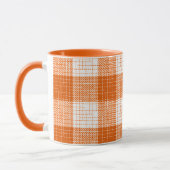 Orange and White Bold Checkered Plaid Design  マグカップ (左)