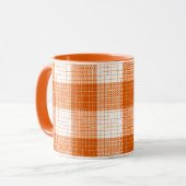 Orange and White Bold Checkered Plaid Design  マグカップ (正面左)