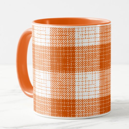 Orange and White Bold Checkered Plaid Design  マグカップ