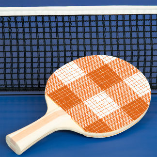 Orange and White Bold Checkered Plaid Design  卓球ラケット