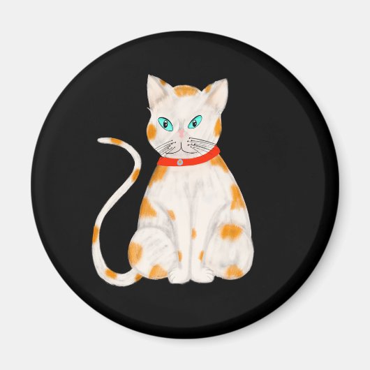 Orange and White Cat Magnet マグネット (正面)