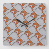 orange and white Cat Wall Clock スクエア壁時計 (正面)