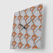 orange and white Cat Wall Clock スクエア壁時計 (傾斜)