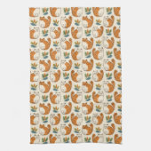 Orange and White Cats Naive Art Style キッチンタオル (縦)