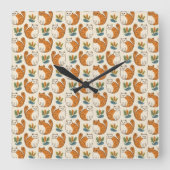 Orange and White Cats Naive Art Style スクエア壁時計 (正面)