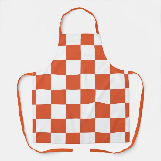 Orange and White Checkerboard Pattern エプロン (正面)