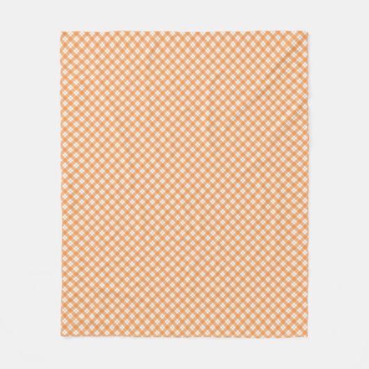 orange and white checkered pattern フリースブランケット (正面)